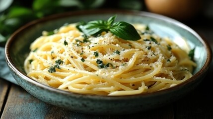 Delicious Creamy Spaghetti with Basil and Parmesan