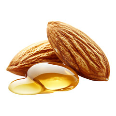 PNG Almond with Almond Oil Against Transparent Background for Health, Wellness, or Beauty Product Promotions