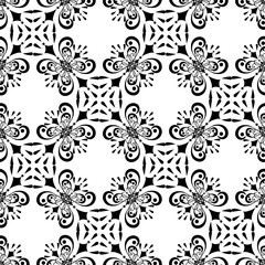 Dark abstract flowers seamless pattern