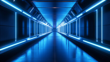 Obraz premium Futuristic Corridor with Bright Light 3d render wallpaper background. 3D Illustration
