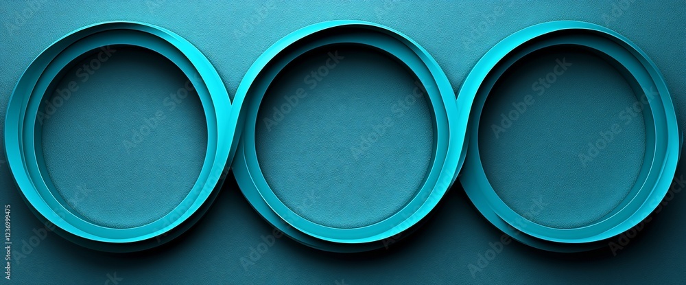 Aufkleber Abstract teal infinity symbol with three interconnected circles on a textured background.