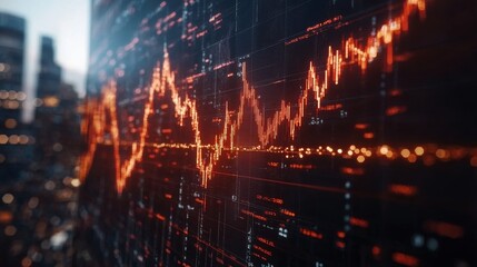 A close-up of a digital financial chart displaying rising trends, capturing the essence of market analysis and the dynamic nature of the economy and investments.