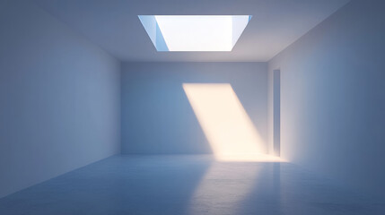 Minimalist Empty Room with Bright Ceiling Light 360 vr 3d render panorama. 3D Illustration