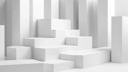 abstract blocks cube winner podium competition pedestal in white 3d illustration render