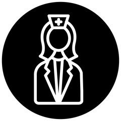 Dentist Nurse Line Black Circle  Icon