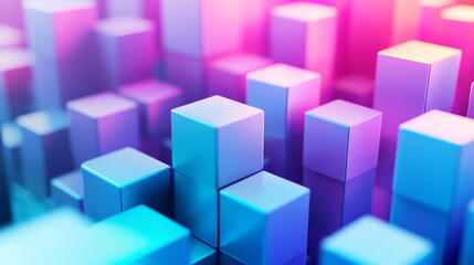 Obraz premium abstract violet and blue modern columns cube pillars 3d render illustration