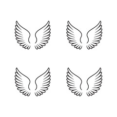 Fototapeta premium Wings illustration, black and white sketch, angel wings collection
