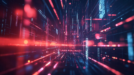Obraz premium Neon abstract technology surface background concept science fiction design 3d render illustration