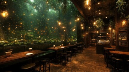 Obraz premium Enchanted Forest Bar: A Mystical Dining Experience