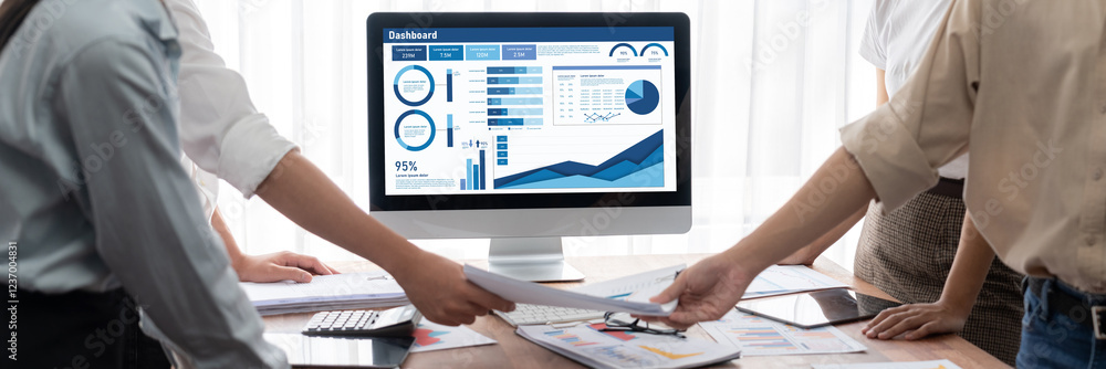 Leinwandbilder business data dashboard provide business intelligence analytic for marketing strategy planning brisk