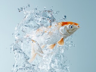 Elegant carp swimming in clear water chinese brush art nature fluid motion ink shading