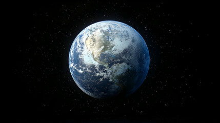 Fototapeta premium Earth from space, North America visible, stars background; environmental, science use