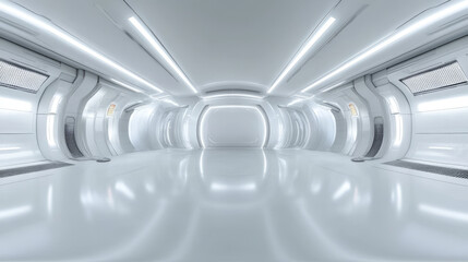 360 degree full panorama environment map of bright white studio futuristic light interior with metallic reflections 3d render illustration hdri hdr vr virtual reality