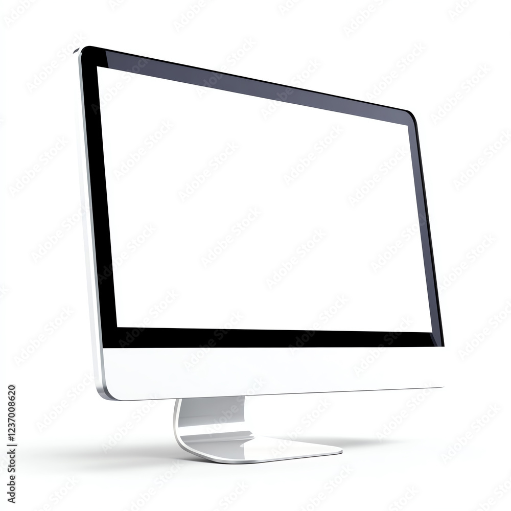 Poster a sleek, modern computer monitor with a blank screen, perfect for digital presentations, design work
