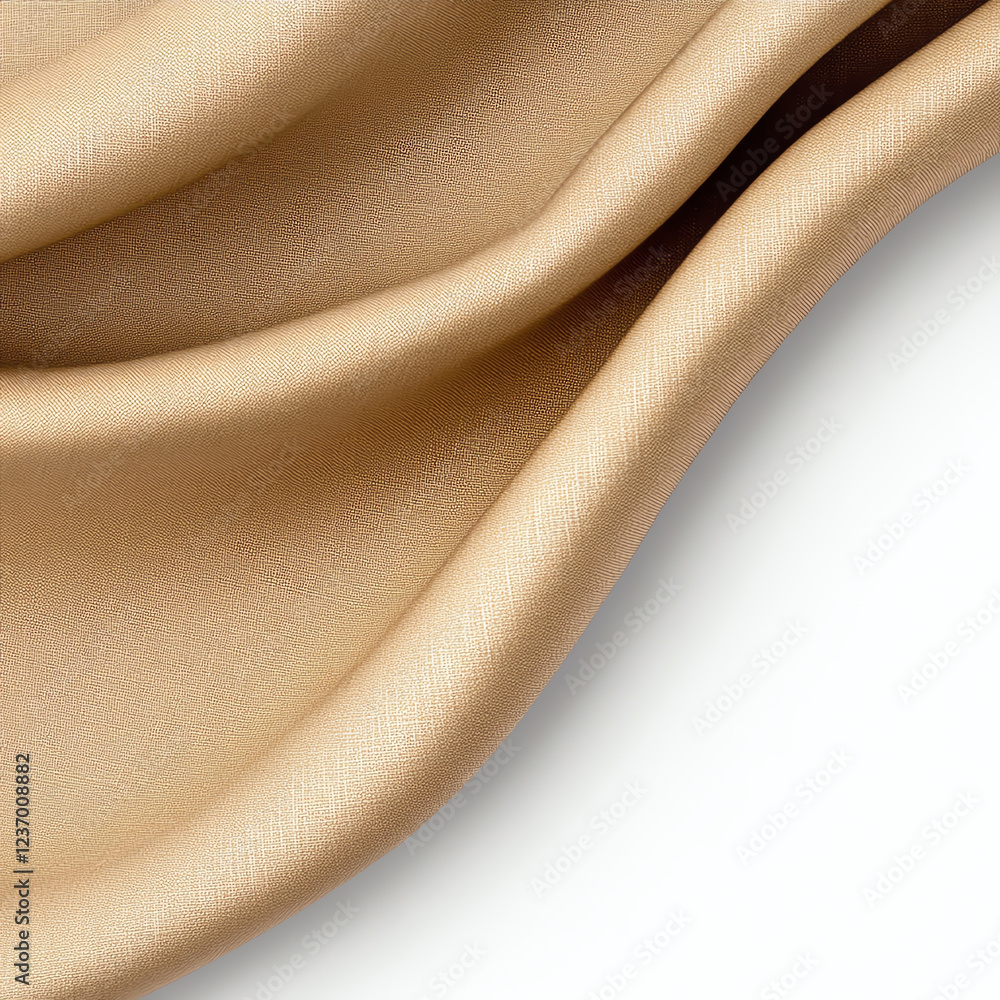 Poster a close-up view of soft, beige fabric, showcasing smooth, flowing folds that create a luxurious text