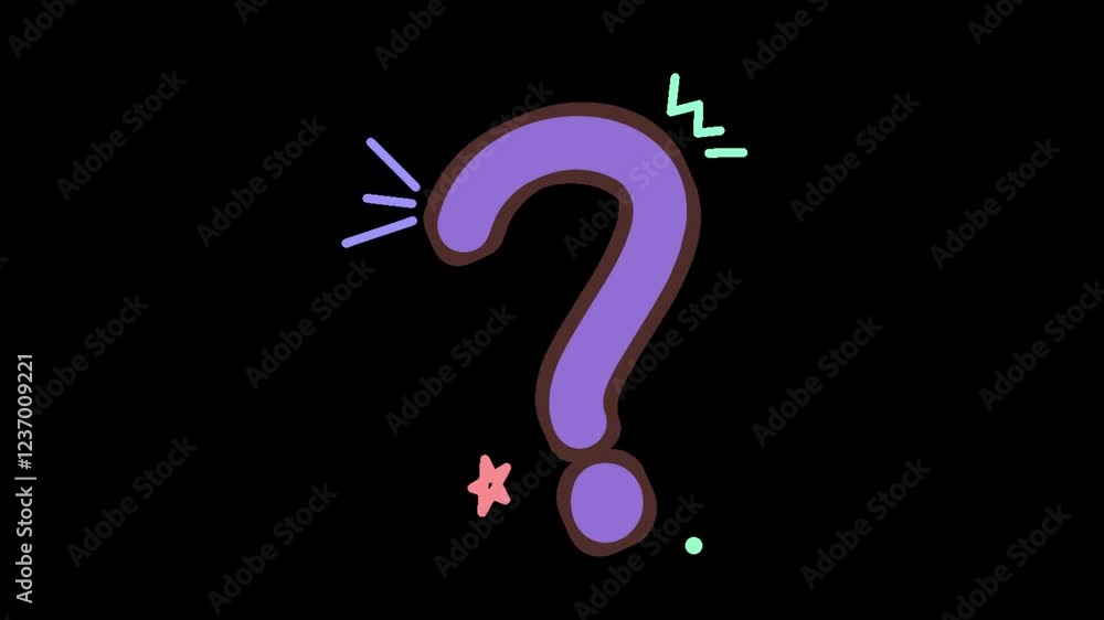 Poster question mark animation pop up question mark flat animation isolated on transparent background. 4k q