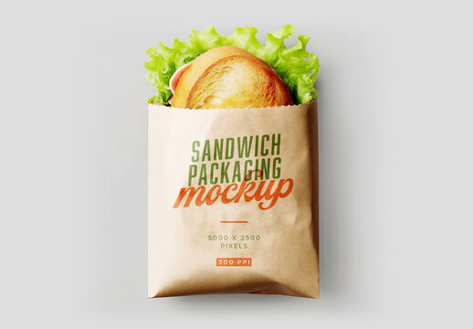 Sandwich Kraft Paper Bag Mockup for Design and Branding Projects