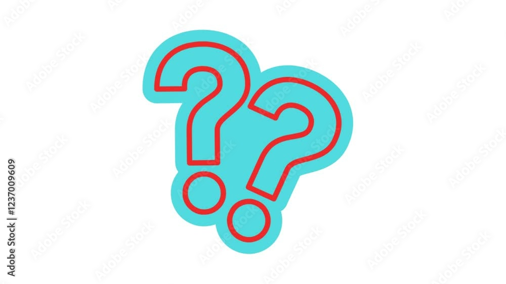 Poster question mark animation pop up question mark flat animation isolated on transparent background. 4k q