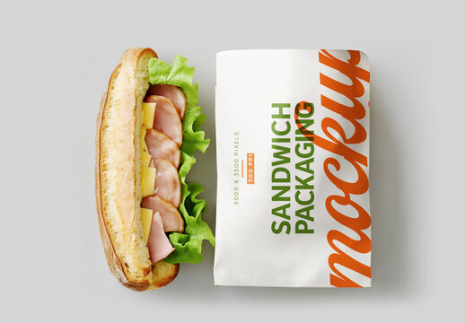 Sandwich Paper Bag Mockup for Packaging Design and Retail Branding