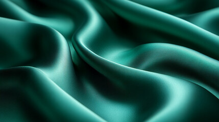 Obraz premium Soft green satin fabric with elegant drapes and subtle shine creates an alluring texture