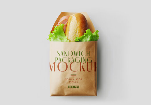 Sandwich Kraft Paper Bag Mockup for Design and Branding Projects