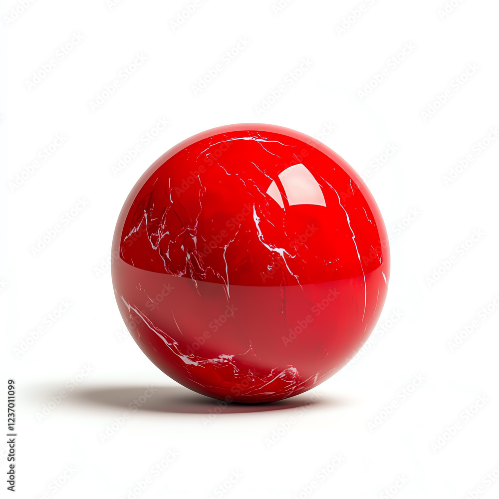 Aufkleber a vibrant red marble sphere showcasing intricate veining patterns. the glossy finish reflects light,