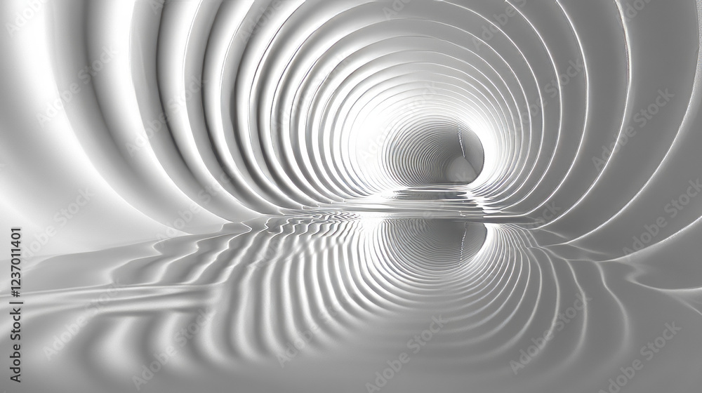 Poster modern futuristic white background with a circular spiral pattern and reflections 3d render illustra