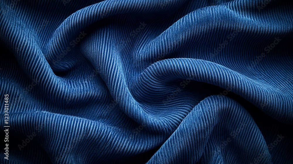 Poster soft blue corduroy fabric with wavy texture creating a cozy and inviting atmosphere