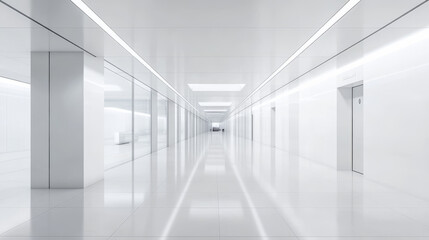 white hallway tunnel modern background with day lighting 3d render illustration