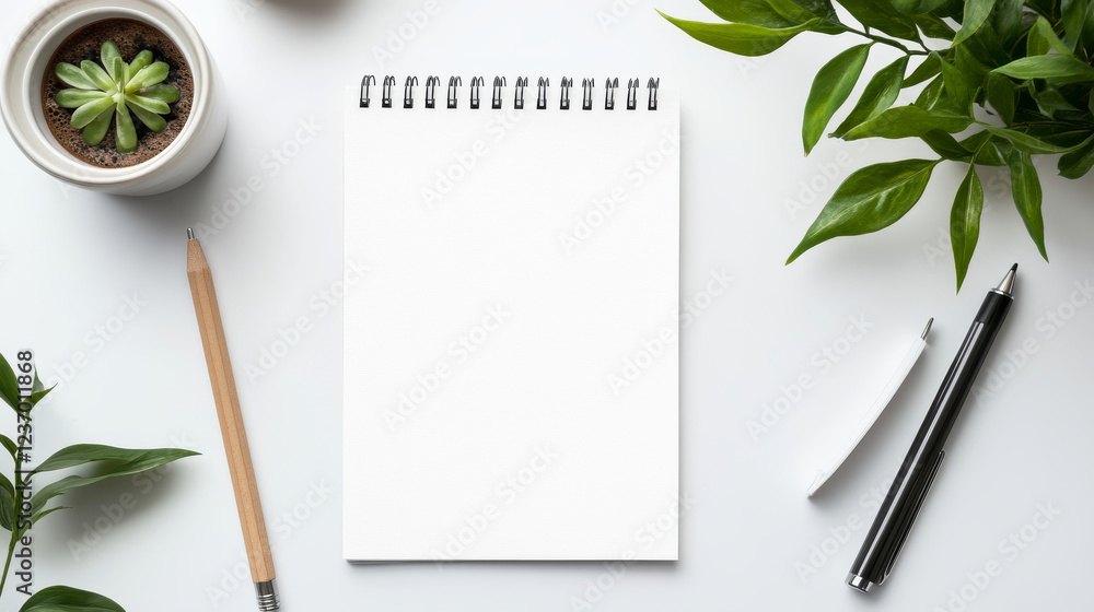 Poster open and closed blank note book on white desk copy space empty blank to add your content 3d render i