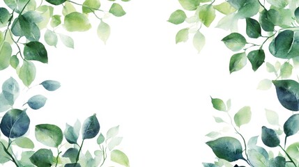 Watercolor roses flowers leaves isolated on white background