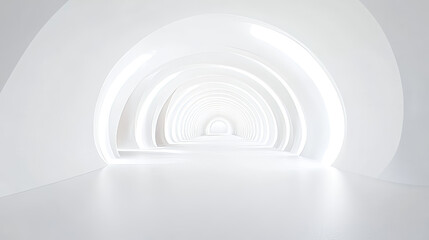 Obraz premium A White Tunnel With White Walls and a White Floor 3d render illustration. 3D Illustration
