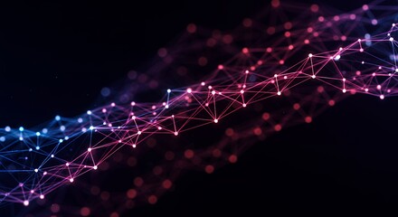 Obraz premium Abstract Network Connections Pink Blue Digital Art