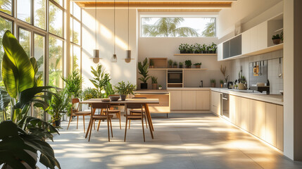 The sustainable living concept with a minimalist home.