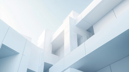 Fototapeta premium abstact white modern architecture background with a staple of white blocks 3d illustration render