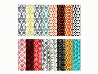 Collection of vector seamless geometric ornament patterns in difrent styles. Difrent textile textures. Simple illustrations