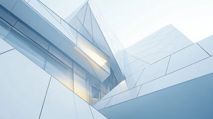 Obraz premium Modern futuristic white shiny architecture building interior with futuristic moderate lighting 3d render illustration
