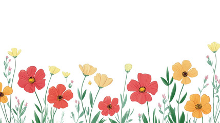 Colorful wildflowers on white background