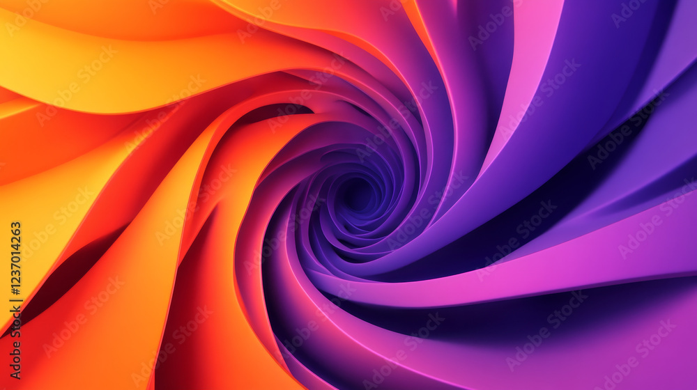 Poster abstract background with orange and violet colourful curvy geometric shape 3d rendering illustration