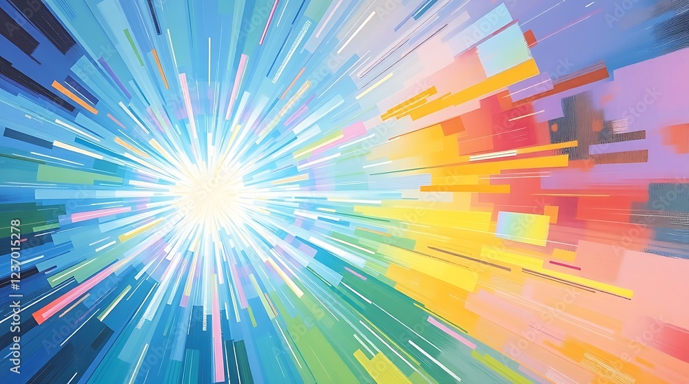 Poster dynamic burst of colors illustrating energy movement in abstract form