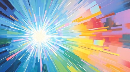 Dynamic burst of colors illustrating energy movement in abstract form