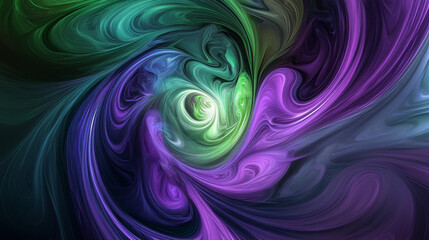 Obraz premium Abstract colourful green and violet curves background illustration 2d rendering
