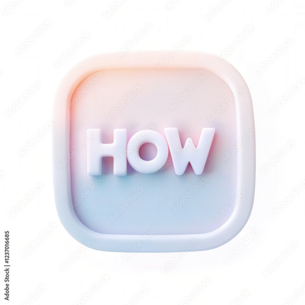 Poster how-to guide pastel icon: a soft, pastel-colored square icon features the word 