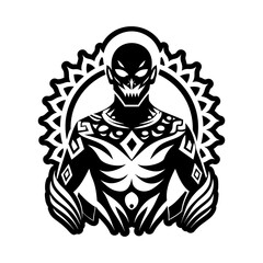 Figure tattoo icon in solid style