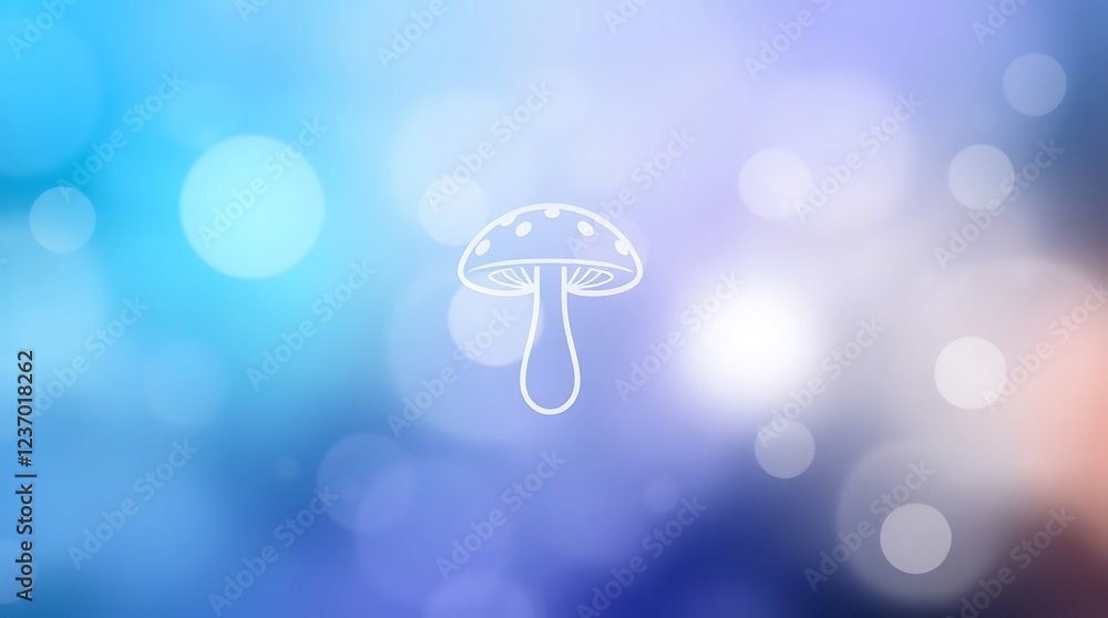 Poster abstract representation of a mushroom on a colorful soft focus background