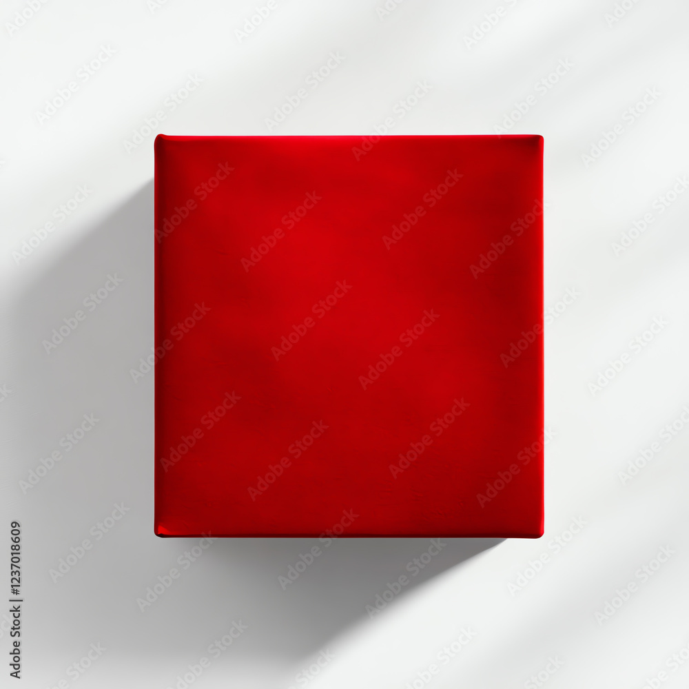 Poster this image features a vibrant red square on a clean white surface, highlighting simplicity and boldn