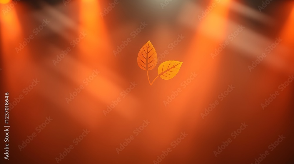 Poster autumn leaves illuminated by soft lighting on a warm background in a cozy setting