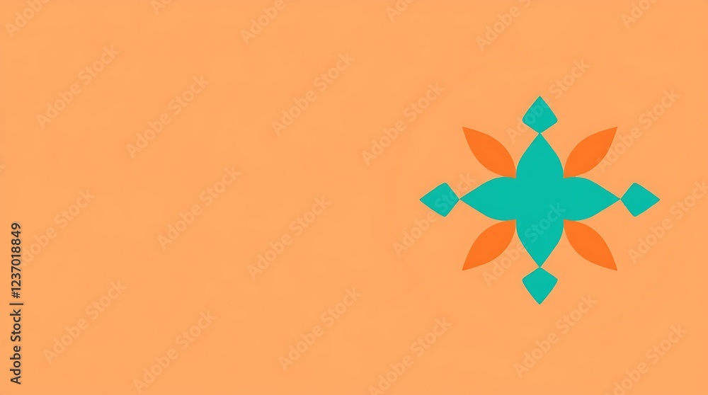 Poster abstract geometric pattern with teal and orange elements on a warm background