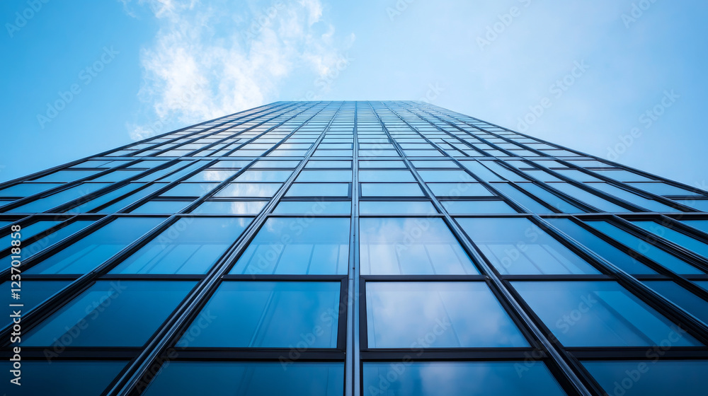 Poster modern facades sky scraper view from bottom up to the sky modern futuristic architecture 3d render i