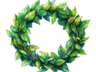 Leafy wreath with vibrant green foliage.